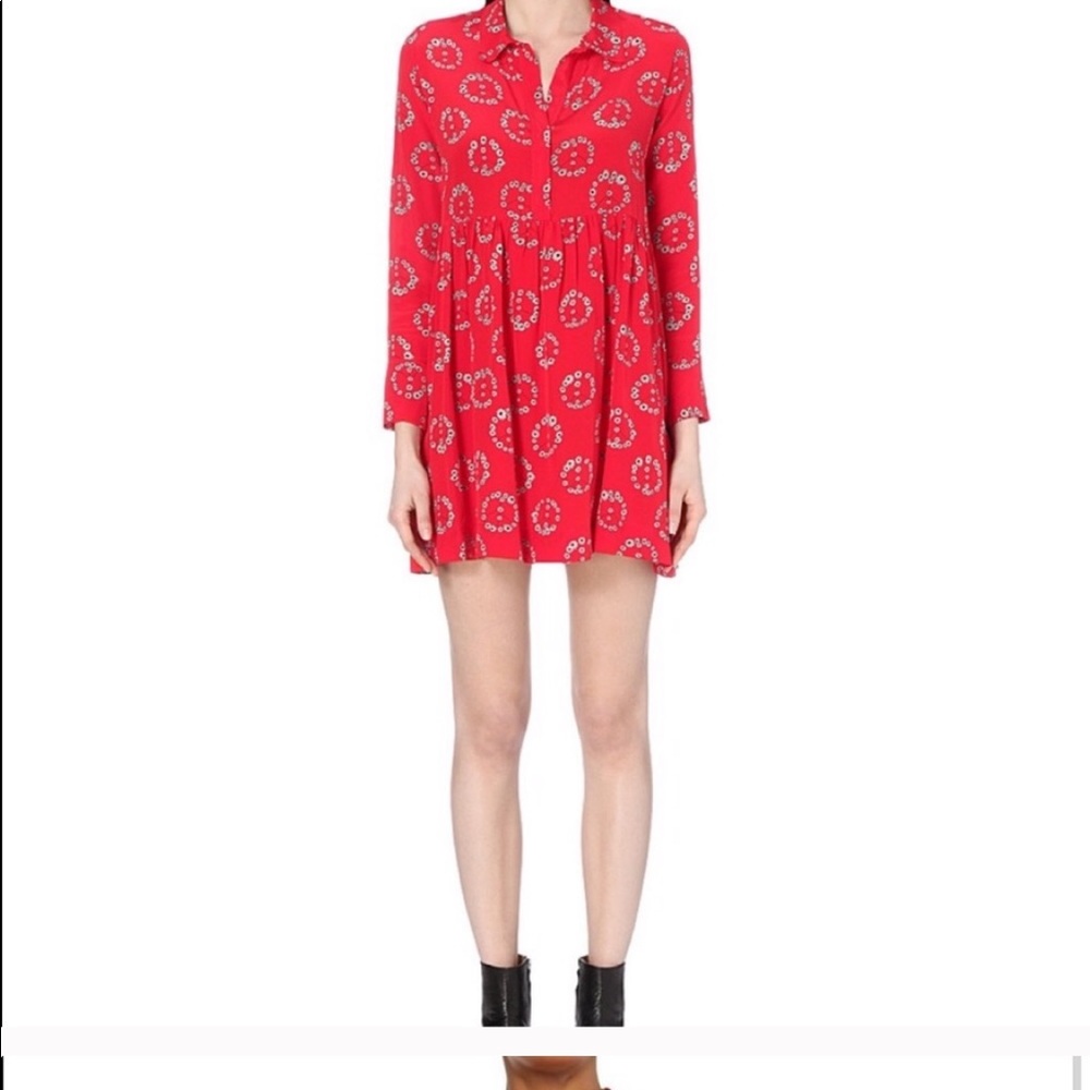 Sandro Red Printed Mini Dress